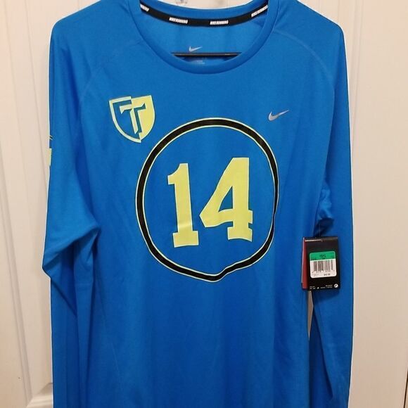 Nike Mens Blue Long TK Sleeve Sportswear Athletic Running Crew Neck Shirts XL - Picture 3 of 7